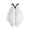 White Ceramic Dimensional Tulip Shaped Vase with Metallic Gold Rim